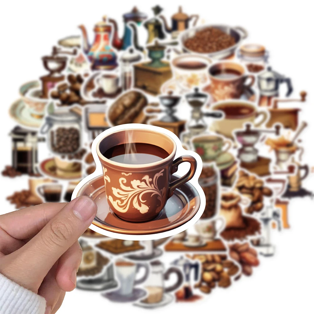 10/30/50 قطعة ماكينة القهوة ملصقات الكرتون مقاوم للماء الرجعية الكتابة على الجدران سكرابوكينغ الهاتف الأمتعة خمر الشارات خمر