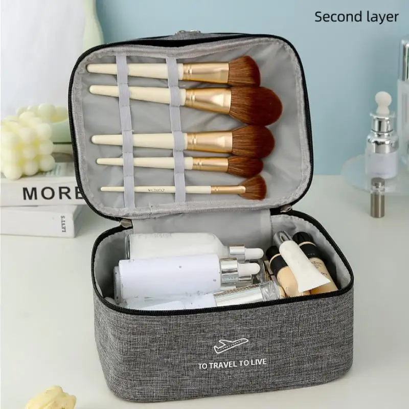 Double Layered Cosmetic Storage Bag Simple Fashion Women\'s Eyebrow Pencil Handbag Hot Large Capacity Perfume Lipstick Organizer