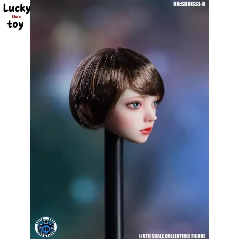 SUPER DUCK 1/6 Female Action Figures Cute Short Hair Head Sculpt SDH033 for 12'' TBL PH JIAOU Soldier Pale Body Dolls