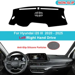 Car Dashboard Cover Dash Mat For Hyundai i20 III 2020-2023 2024 2025 Flannel Suede Polyester Carpet Cape Protector Accessories