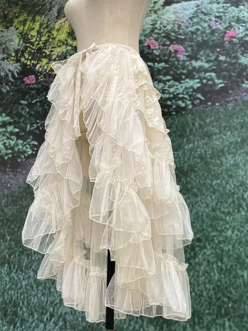 गोथिक लोलिता लेस मेश रफल्स फेयरी प्रिंसेस पार्टी स्कर्ट महिलाओं के लिए असममित प्यारा पर्दा शीर कवर अप पतली लंबी स्कर्ट सफ़ेद 8 best sales पारदर्शी स्कर्ट - №2