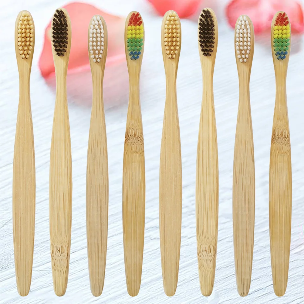 20 PCS Sustainable Toothbrush Bamboo Wooden Toothbrushes Outdoor Adults Circle End