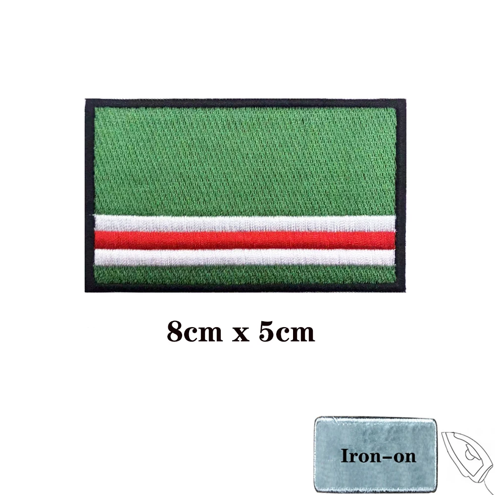 1PC Chechen flag Patch Stripes Badge Tags Chevrons Military Armband Iron On Or Hook Loop Embroidered Armband