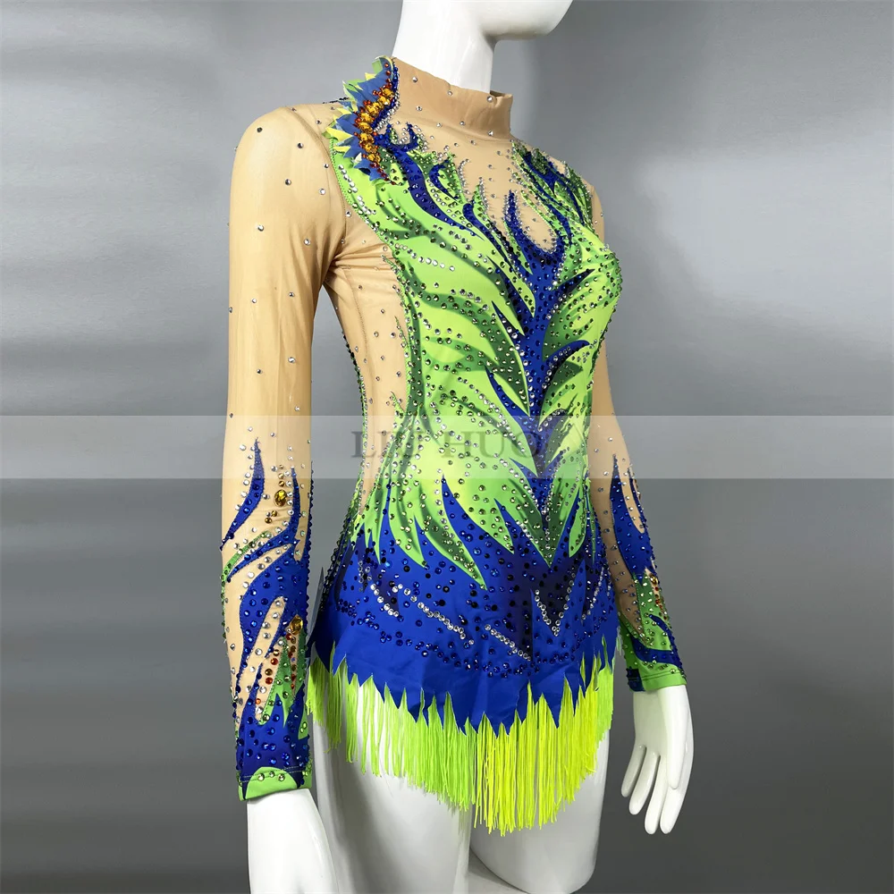 LIUHUO Women Girl Costume Performance Rhythmic Gymnastics Ballet Competition Leotard Ice Figure Skating Dress Multicolor Teens