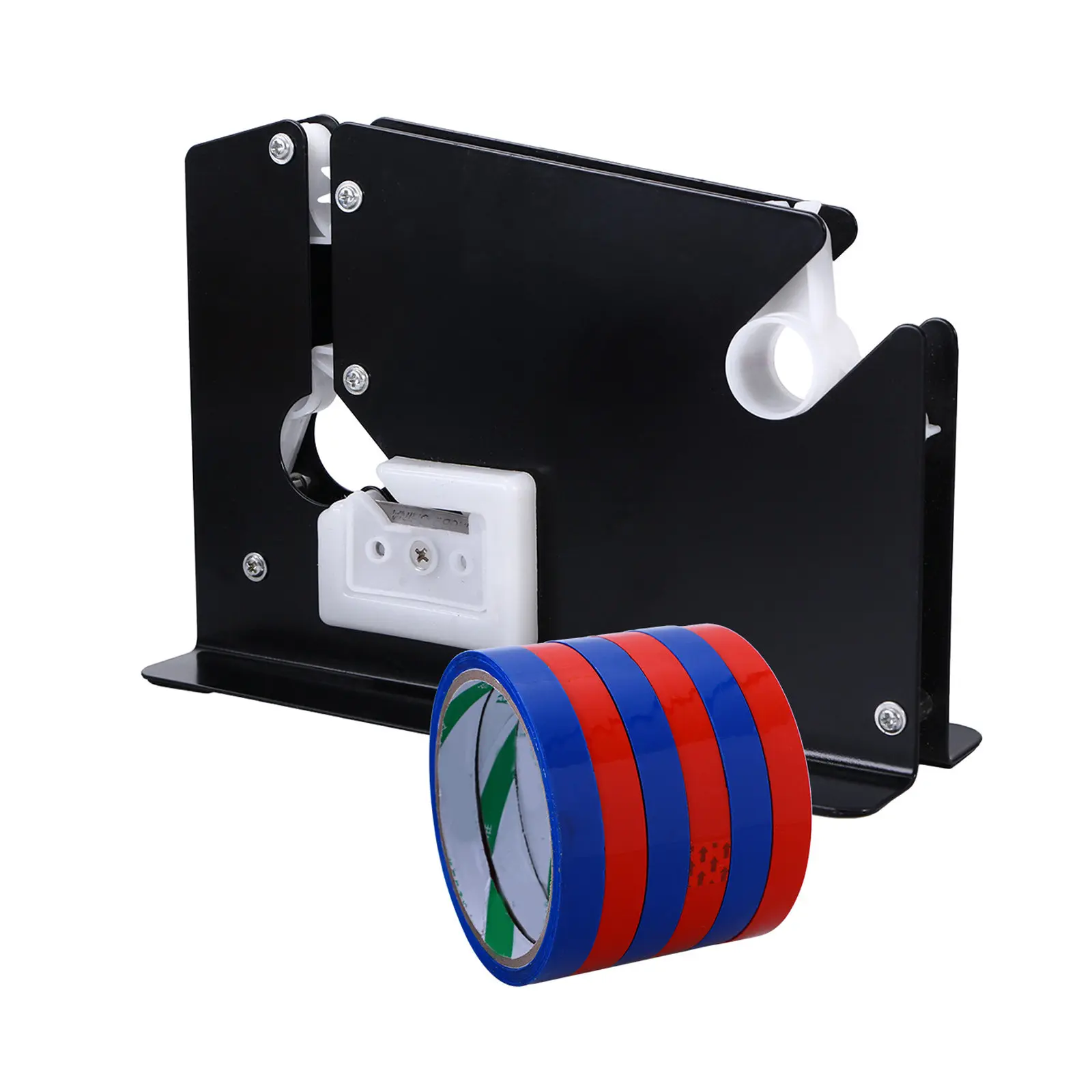 Industrial Grade Bag Neck Sealer Tape Dispenser Heavy Duty Metal Construction Stainless Blade 12Mm 75Mm Bore Supermarket