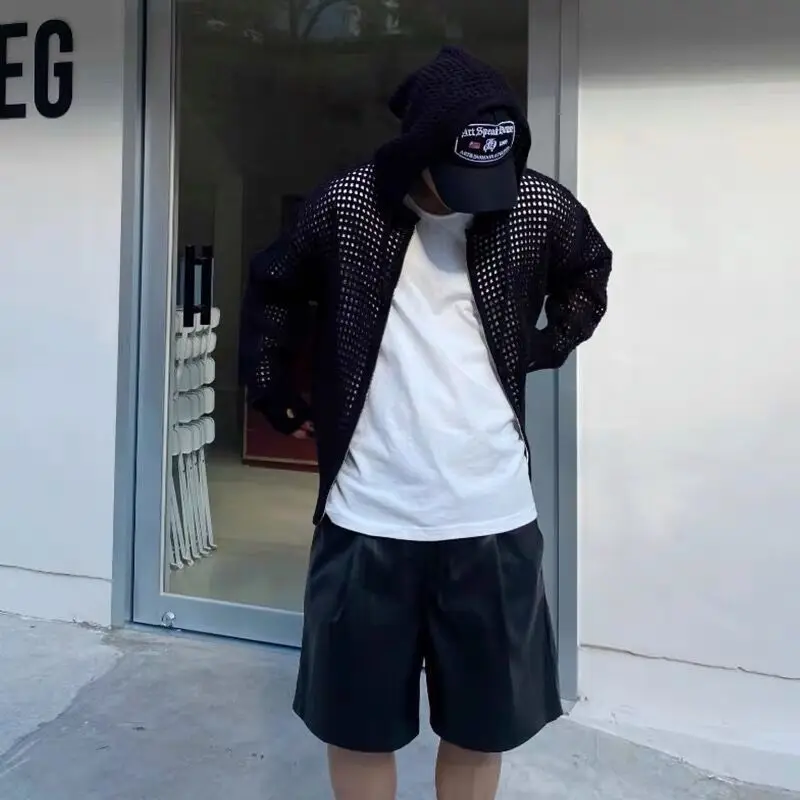 Men's High-end Feelcardigansweater Ins Casual Hooded Knitted Top Summer Thin Sun Protection Couple Jacket Fashion Streetwear