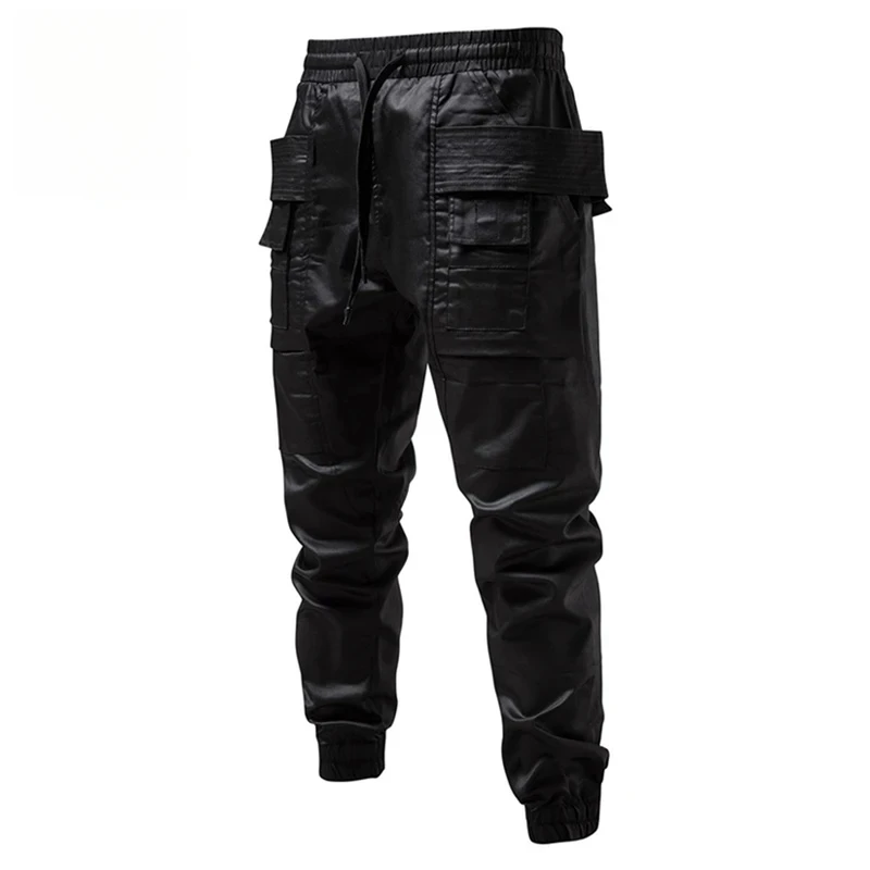 【Mirrordust】Punk Pants Multi Pockets Cargo Pants Joggers Men Black Techwear Harajuku Hip Hop Streetwear Trousers