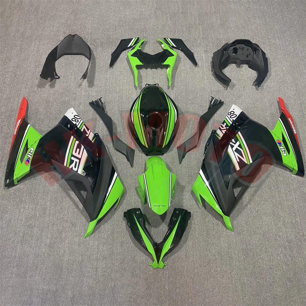 

Комплект обтекателей для мотоцикла, подходит для Ninja 300 250 Ninja300 EX300 ZX-3R 2013-2017, комплект кузова из высококачественного АБС-пластика, зеленый, черный