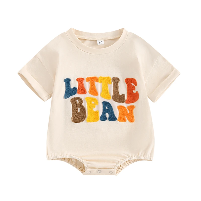 Newborn Baby Girl Boy Summer Clothes Little Bean Romper Short Sleeve Bodysuit Shirts 0 3 6 12 18 Months