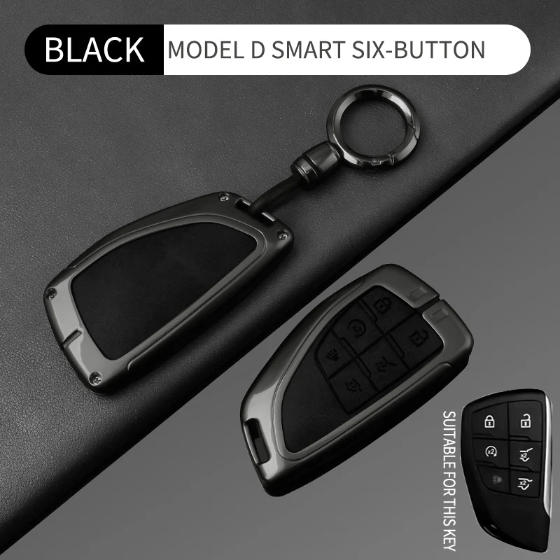 6-Tasten Leder Autoschlüssel-Abdeckung Schlüsselanhänger Schutzhülle für Buick Envision GMC Yukon XL Denali Chevrolet Suburban Tahoe – Detail 20