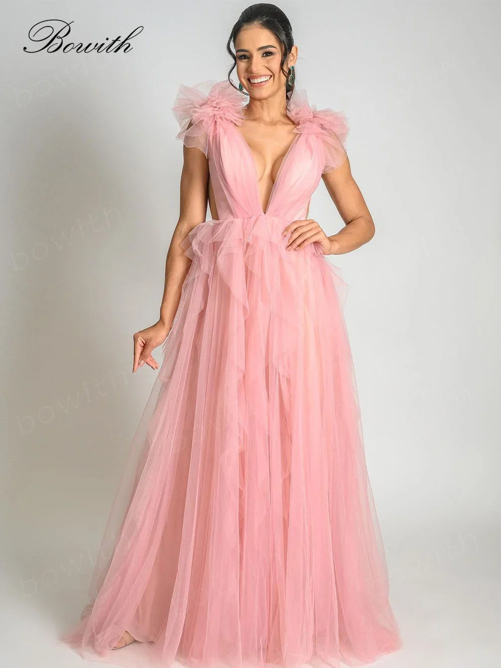 

Bowith Blush Formal Occasion Dresses A Line Party Dresses Women Long Elegant Evening Dress Party vestido de noche