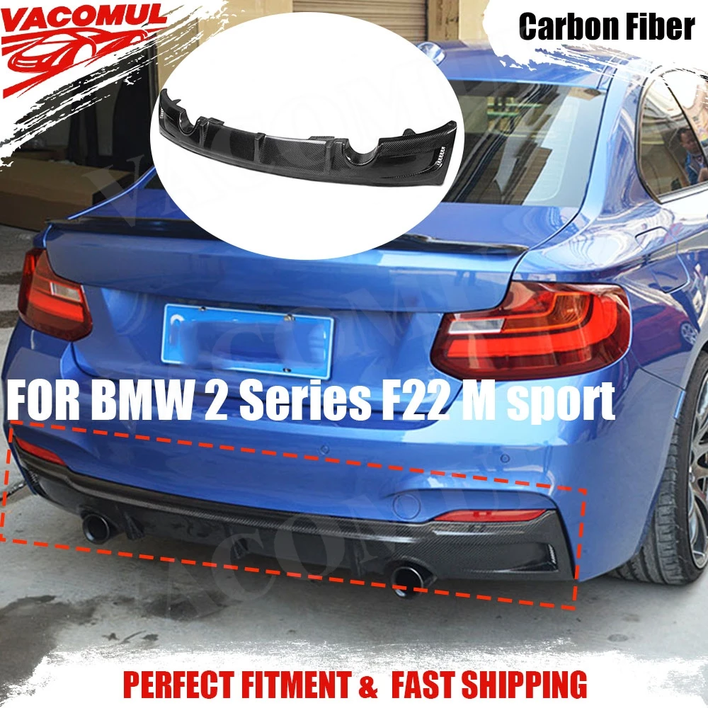 VACOMUL Carbon Fiber Rear Bumper Lip Diffuser For BMW 2 Series F22 220i 228i 235i M235i M sport 2014-2017 E Style Spoiler FRP