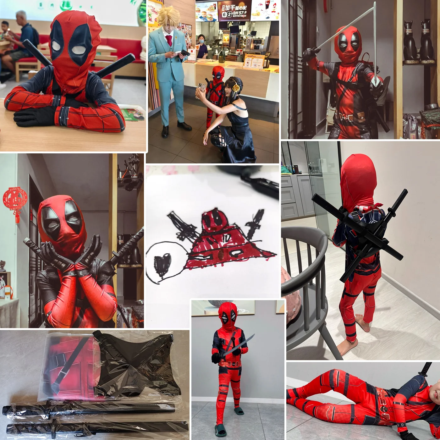 Kostium Cosplay Deadpool na Halloween i Boże Narodzenie, Kombinezon, Zestaw z Mieczem, Strój do Odgrywania Ról, Prezent na Festiwal — zdjęcie produktu 5