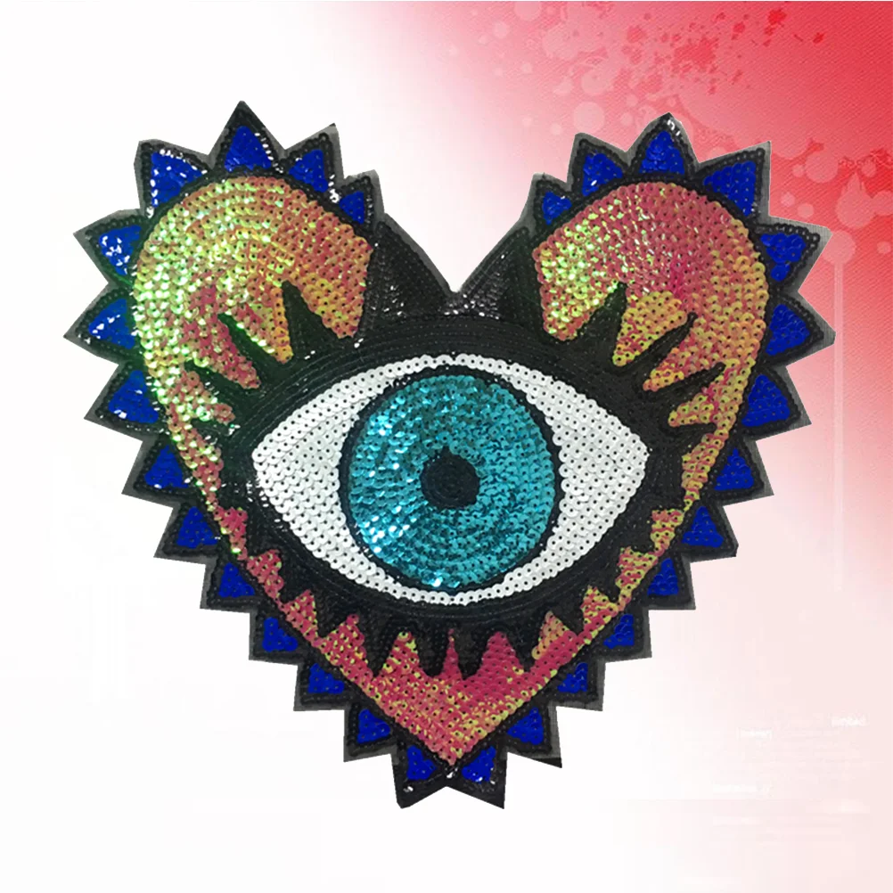 Sequins Eyes Patches for Clothes Sewing Appliques 10pcs Premium Heart Shape Decor Craft Embroidery Fix Hole Blot Jean Jacket