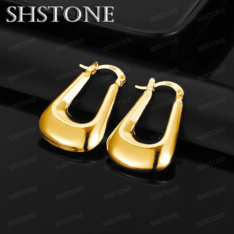 

Hot New 18K Gold U-Shaped Hoop Earrings Women Men Fashion Party Wedding Jewelry Elegant Nice Christmas Gifts Accessories