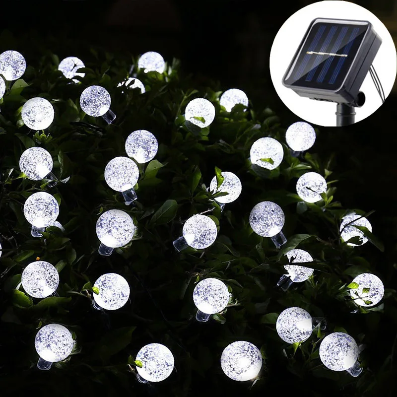 2026 New Solar Crystal Globe LED String Lights LED Solar Outdoor Light Fairy Bubble Light for Garden Wedding Party Decoration