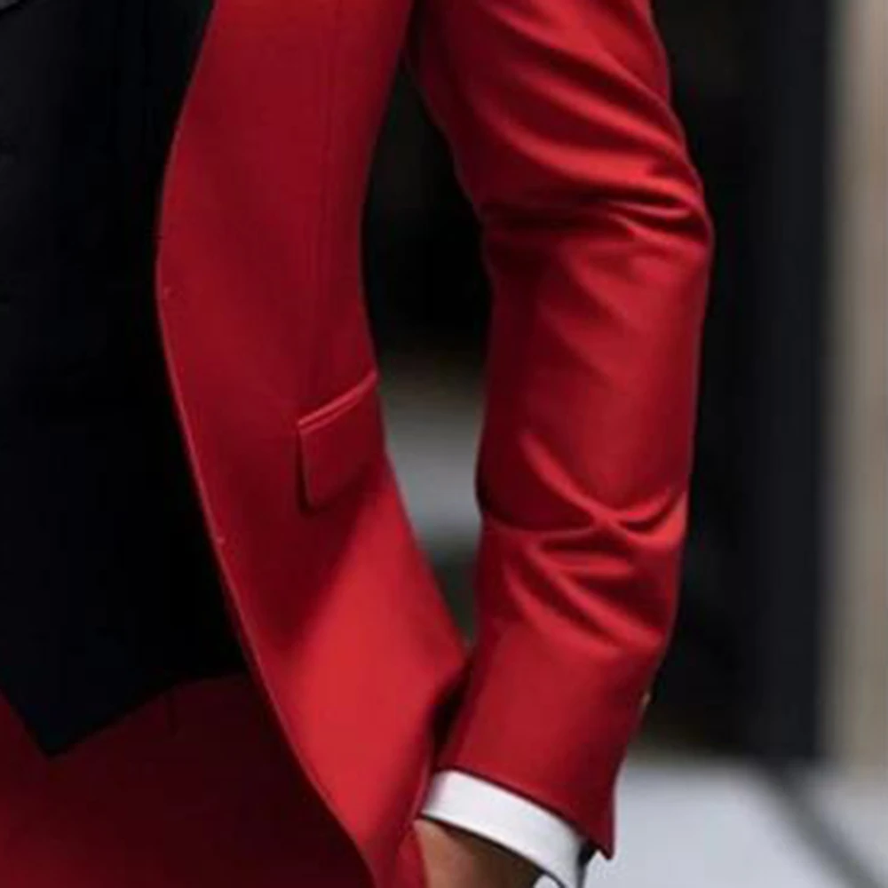 Blazer vermelho terno para homens 2 peças conjunto ternos calças de alta qualidade roupas dos homens festa casamento smoking jaquetas traje moda