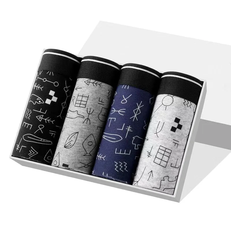 

4PCS/Lot 6XL Underwear Men Cotton Boxer Man Breathable Boxer Brand Man Underpants Shorts Young Man Mid Waist Fat 120KG