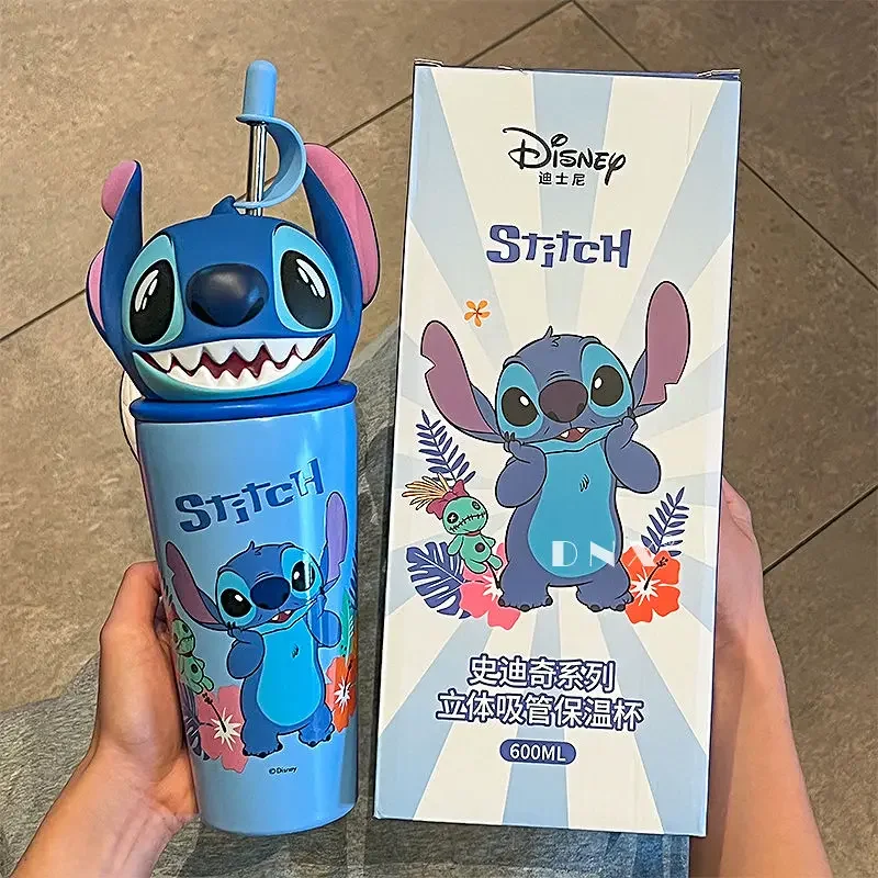 Grande capacidade Cartoon Thermos Cup, Disney Lotus Stitch, Bonito e Criativo, Anime Kawaii, Personagem do filme, Copo de gelo personalizado, Presente