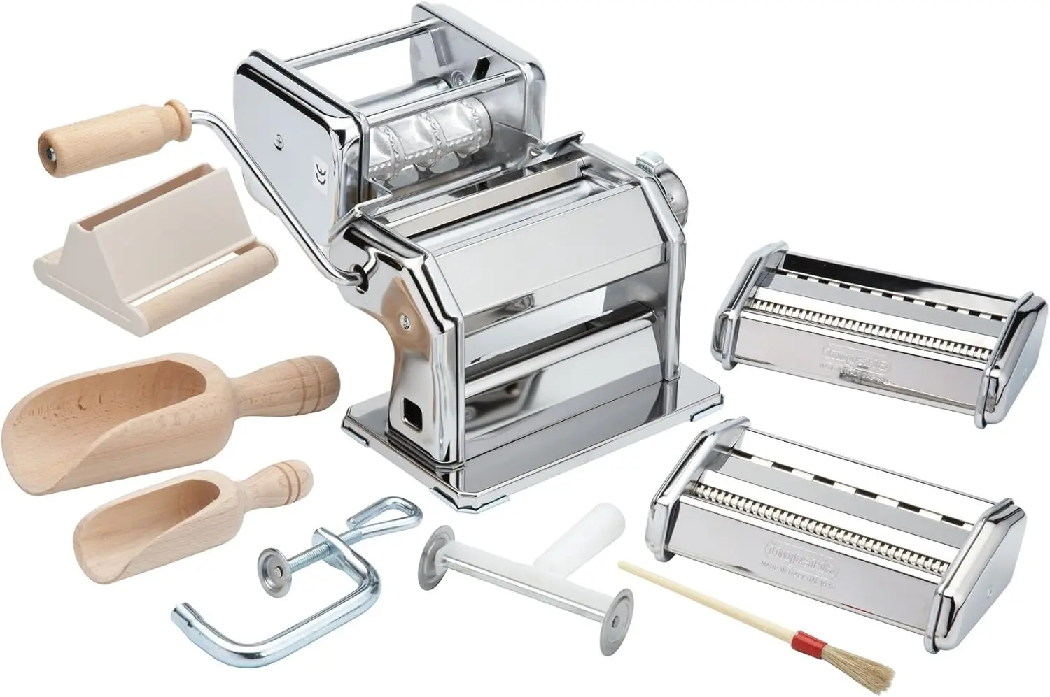 Pasta Maker Machine- Deluxe 11 Piece Set w Machine, Attachments, Recipes and Accessories - Made in Italy, Make Authentic Homemad