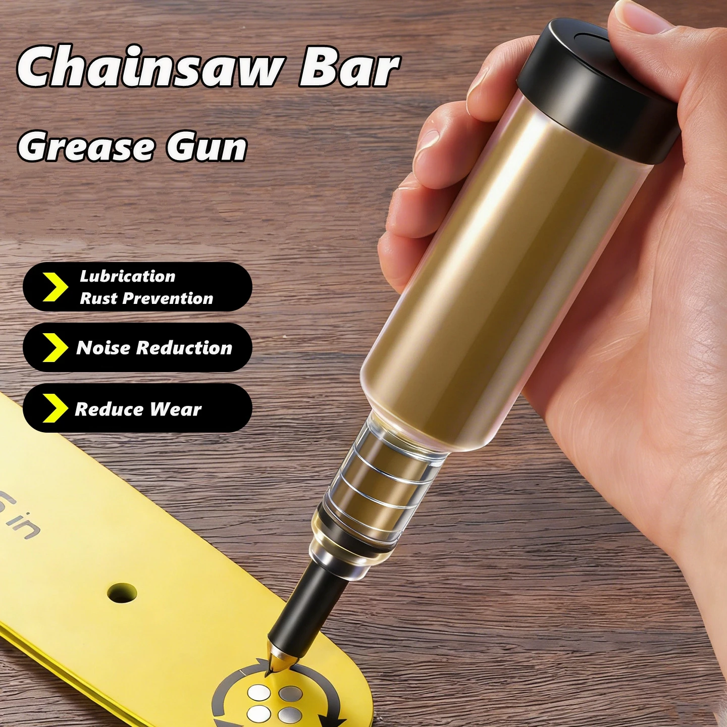 Chainsaw Chain Guide Bar Sprocket Nose Brushcutter Grease, Point Pressure Manual Mini Grease Gun,Chainsaw Bar and Chain Oil
