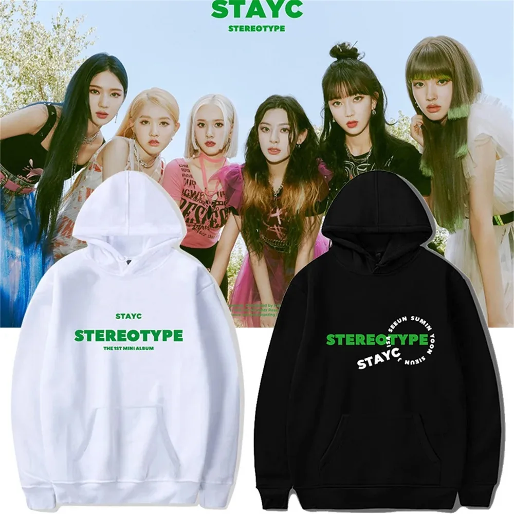 

Y2KHoodies Moletom STAYC para Mulher, Sweatshirt STEREOTYPE, 1 ° Álbum, Kpop Hip-Hop, Veludo, Outono, Roupa de inverno