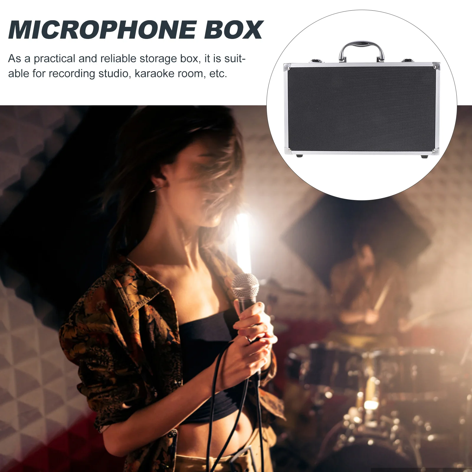 

Sturdy Microphone Box Wireless Microphones Storage Container Protective Holder For Studio Karaoke Durable Lightweight Audio