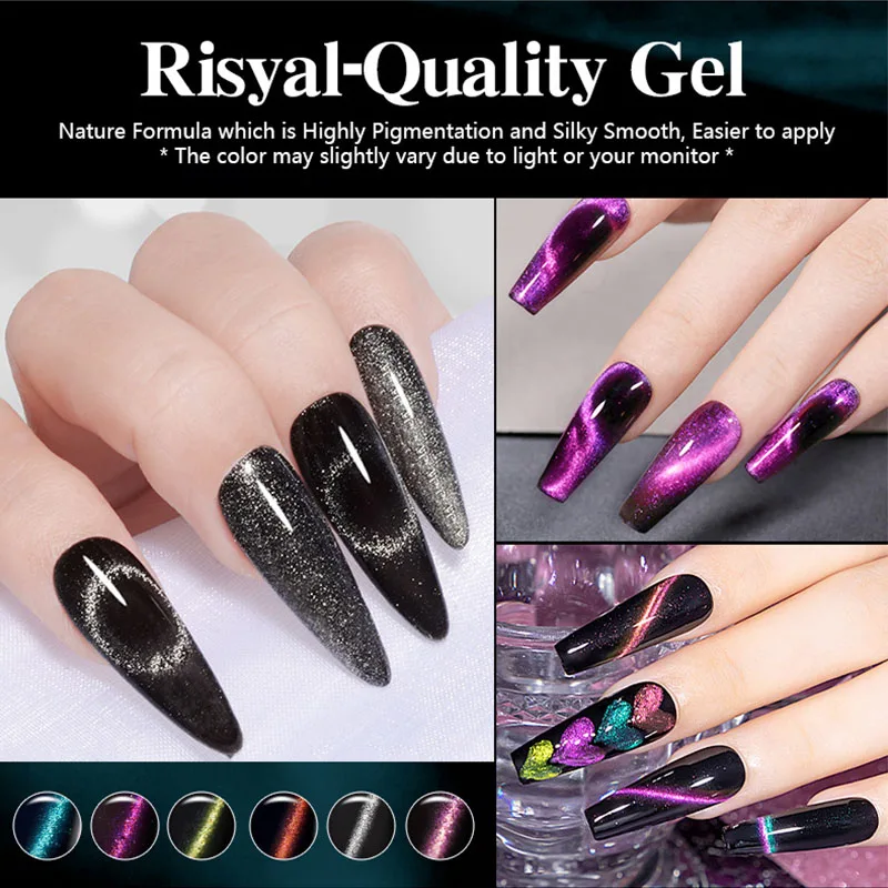 Galaxy Gel-Nagellack, 12-teiliges Jelly-Nagelset, glitzerndes Cat-Eye-Nagellack-Set mit Farbwechsel, Schatzkasten-Kollektion mit 4 Stück B