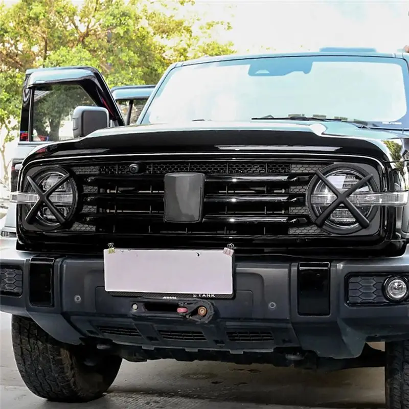 A60E-For GWM Tank 300 2021-2024 Car Front Headlight Cover Trim Decoration Frame Accessories