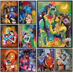 Religion Lord Krishna and  Radha Love Wall Pictures For Room Nordic Poster Wall Art Canvas Painting Decor Unframed