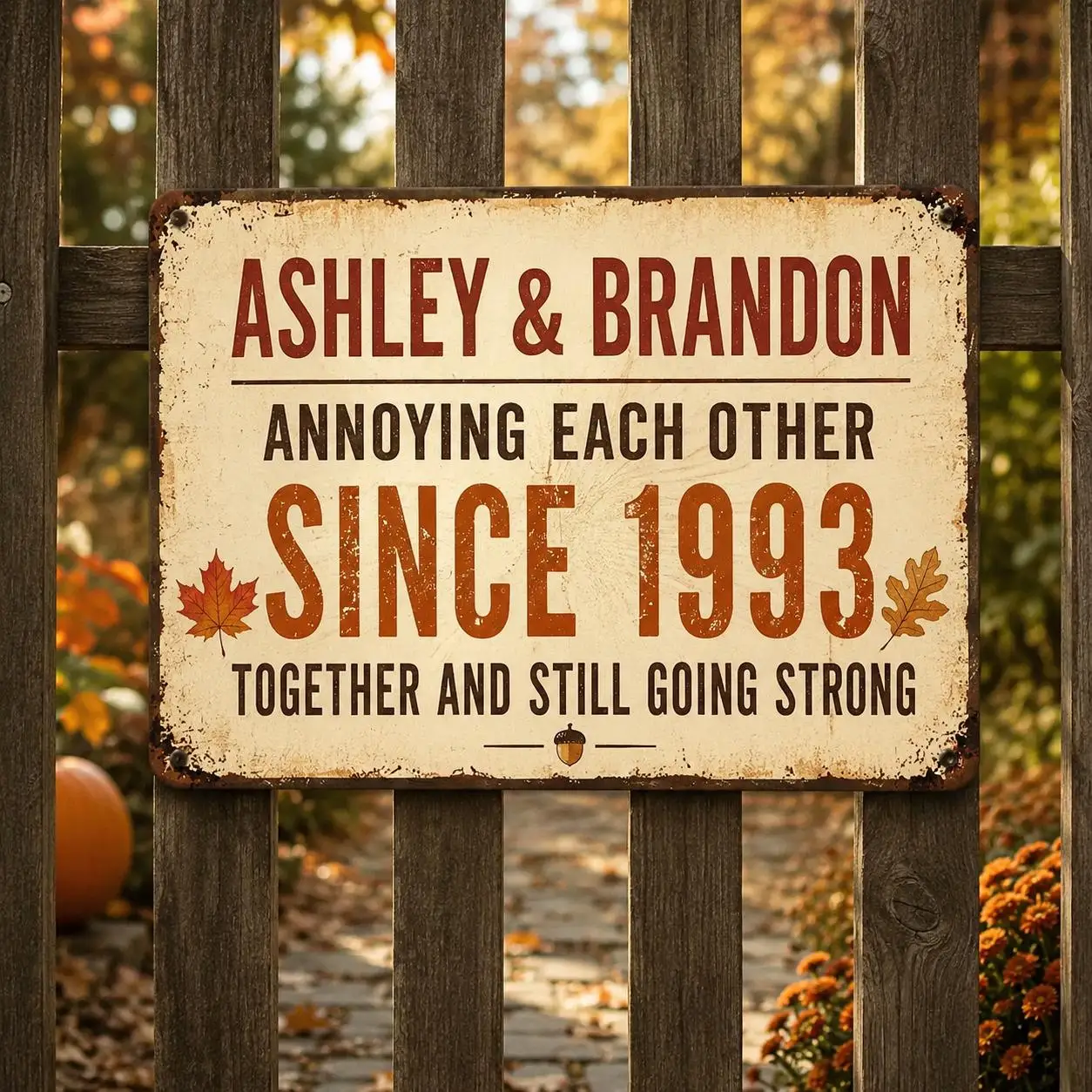1pc Customizable Couple Names Metal Plaque, Personalized Vintage Distressed Wall Sign for Wedding Anniversary Home Decor (Decor