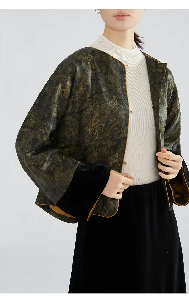 Chinese style silk embroidered jacket New Hanfu style comfortable soft luxury jacket High-end women's clothes