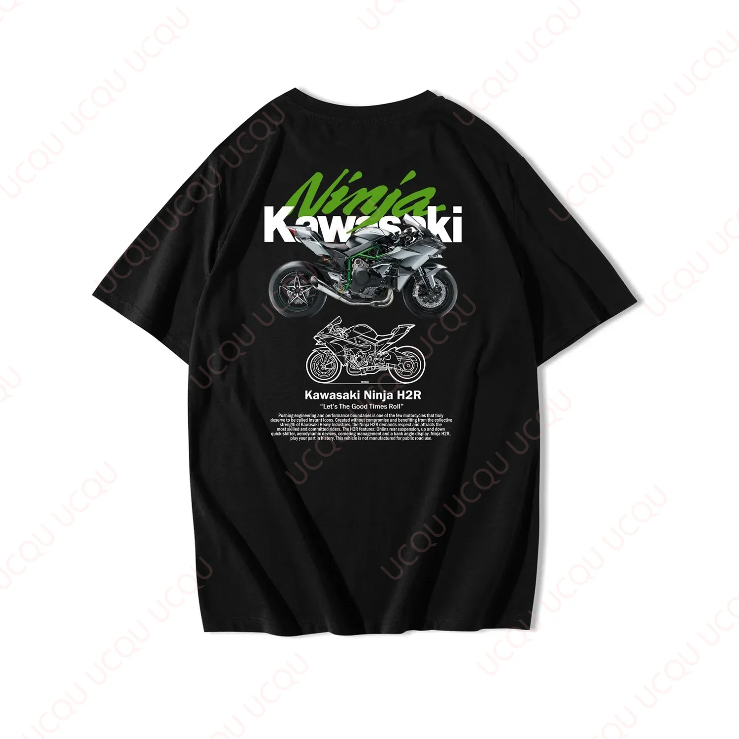 

Kawasaki Ninja H2R Oversized T-Shirt Newest Outdoor Jersey Summer Classic Tee Adults Loose Exercise Motorcycle Jersey