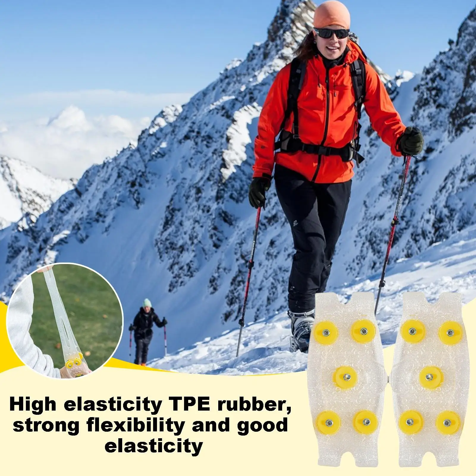 5-Zahn-Eisgriff für Schuhe, Schneesteigeisen, rutschfeste Eisgriffe, Wanderspikes, Traktions-Eisgriffe, 5-Stift-Schuhgriffe