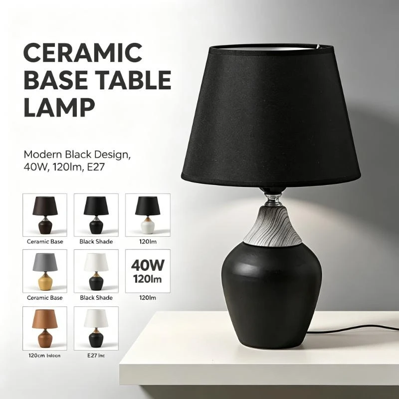 Lampada da tavolo con portalampada E27, alimentazione 100‑240V, cavo di alimentazione da 120 cm, ideale per appartamenti, progetti fai-da-te e per rinnovare l’illuminazione del soggiorno.