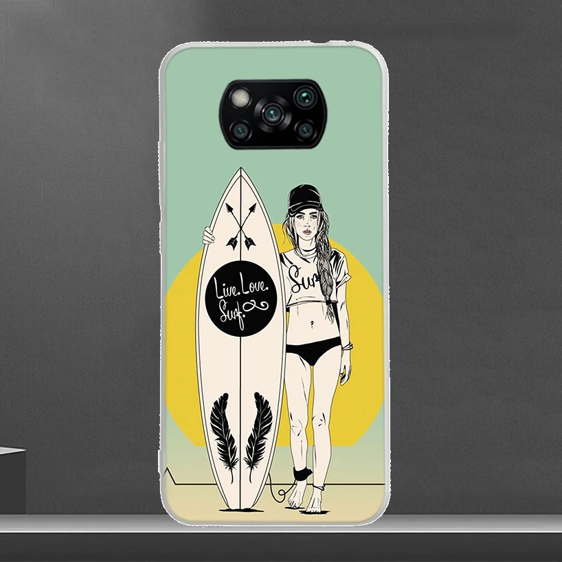 Surf Board Aesthetic Phone Case For Xiaomi Poco X3 Nfc X5 X6 Pro F6 F5 F4 F3 F2 F1 X4 GT M5 M5S M4 M3 Luxury Soft Coque Shell X3