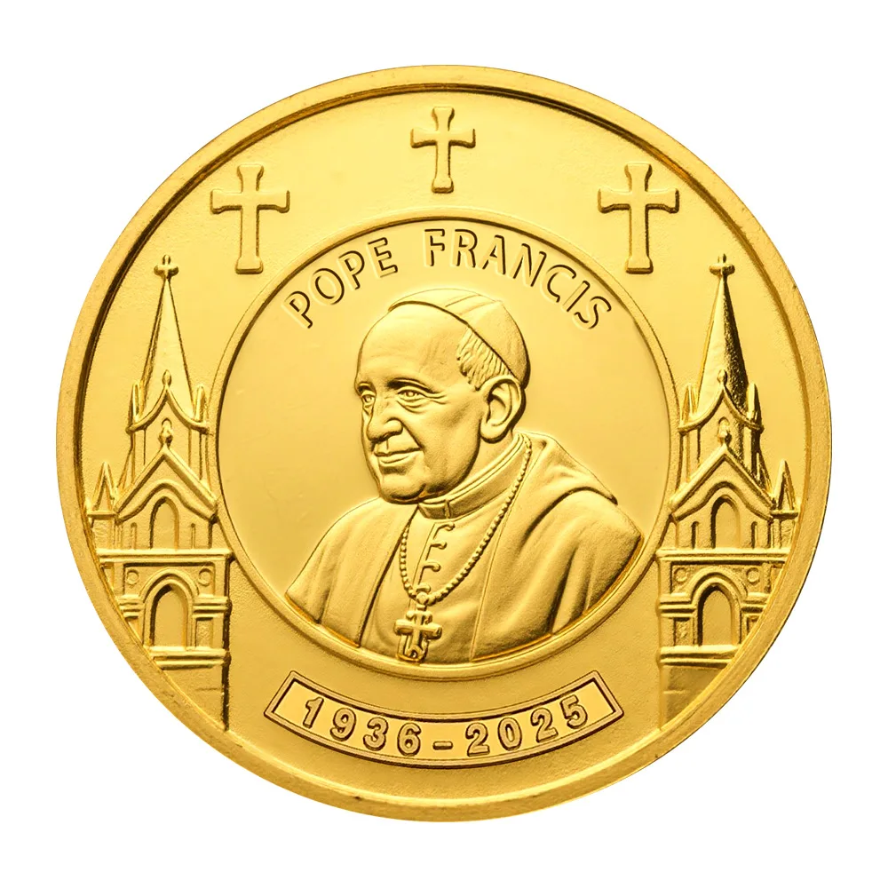 In 2025 Pope Francis Souvenir Coin Rome Passed Away Gold-plated Collectible Coin Creative Commemorative Medal