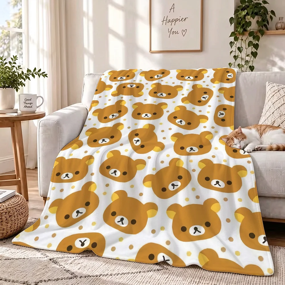 Cartoon R-Rilakkuma Cute Blanket Soft Skin Friendly And Thick Suitable For Bedroom Living Room Bed Sofa Camping Office Gift