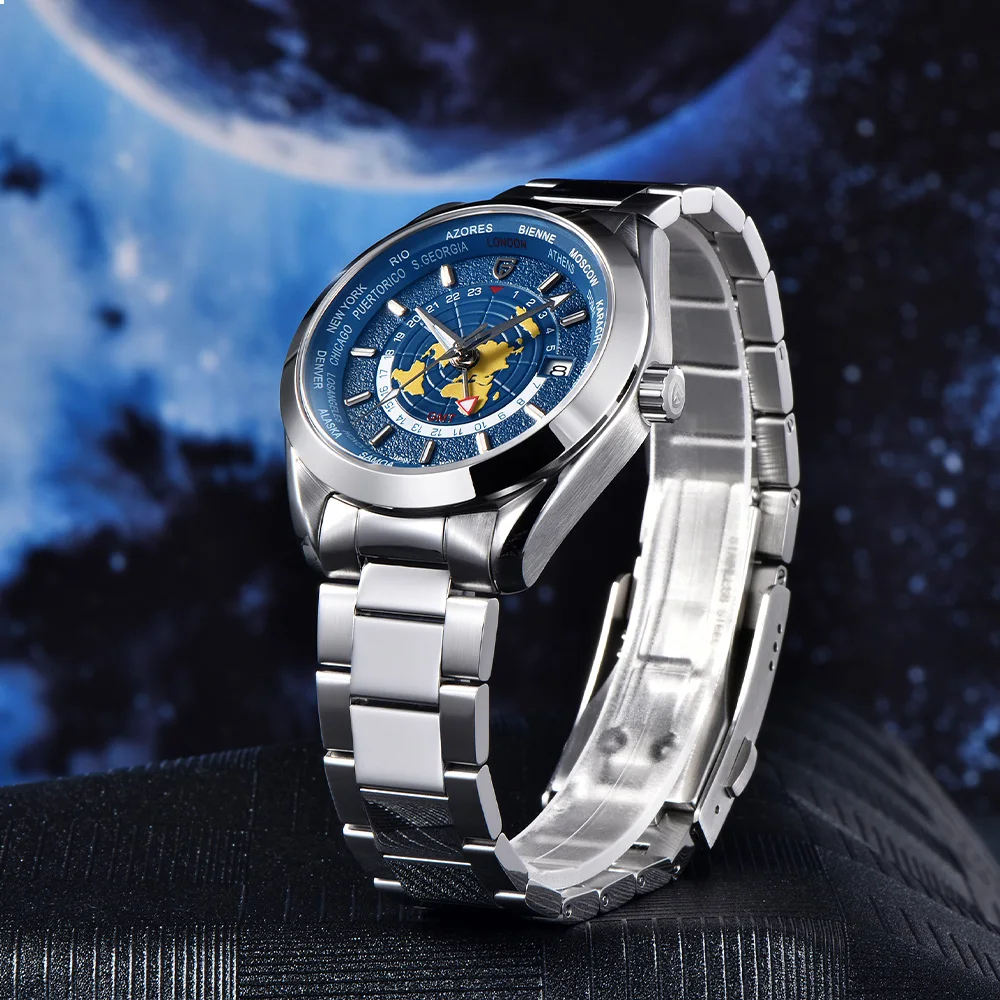 2025 Pagani Design Men's Map Luxury Fashion Mechanical Watch Men's Gift Box Top Sapphire Glass Stainless Steel 10BAR Men's Watch