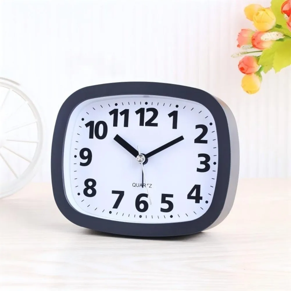 Oval Desk Clock Small Alarm Clock For Waking Up Early Loud Beeping Sound Jumping Seconds Movement Sleek Simple Aesthetic