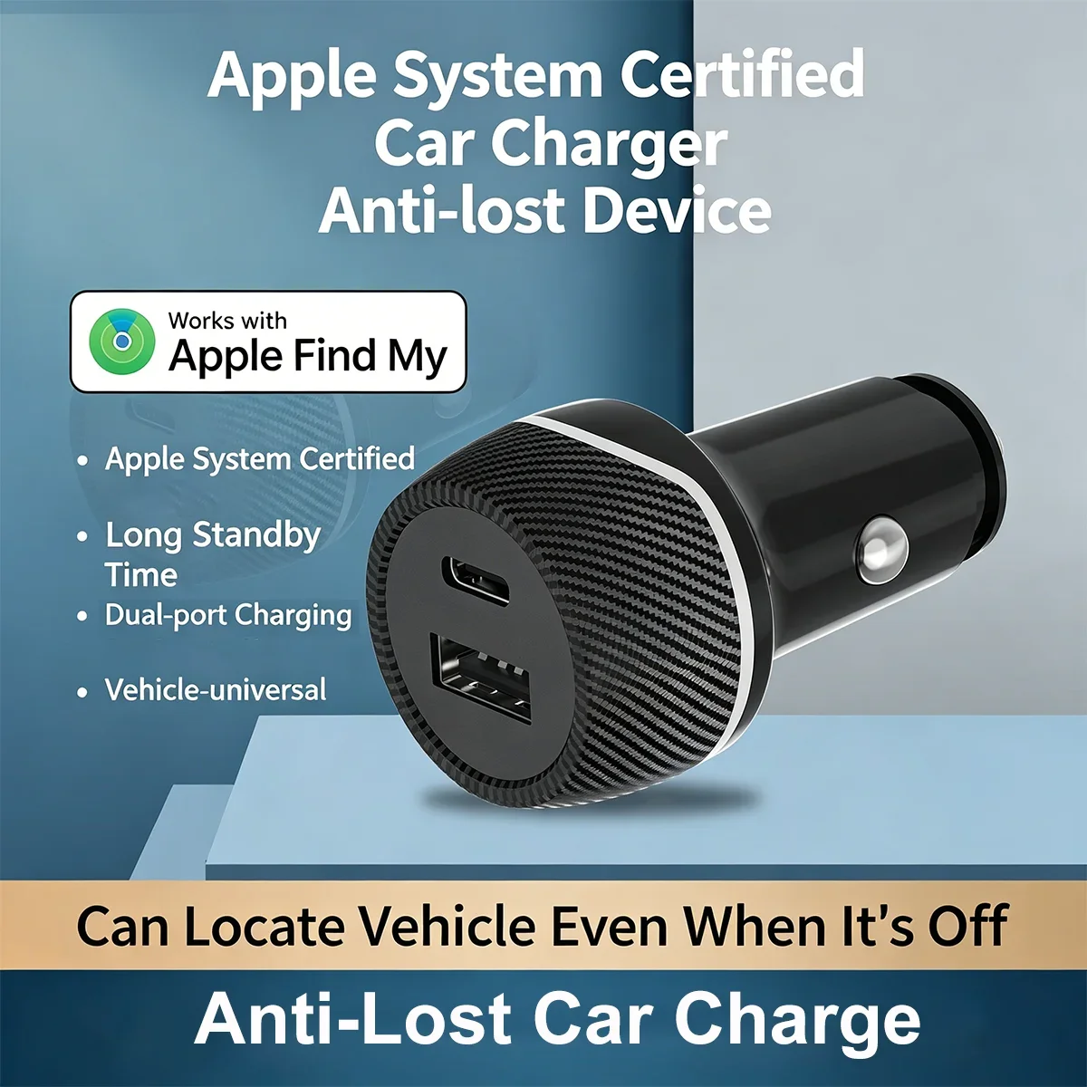 Smart Anti-Lost Car Charge Vehicle Universal USB And Type-C Dual-Port Charging Precise GPS Car Tracker Global Finder For IOS