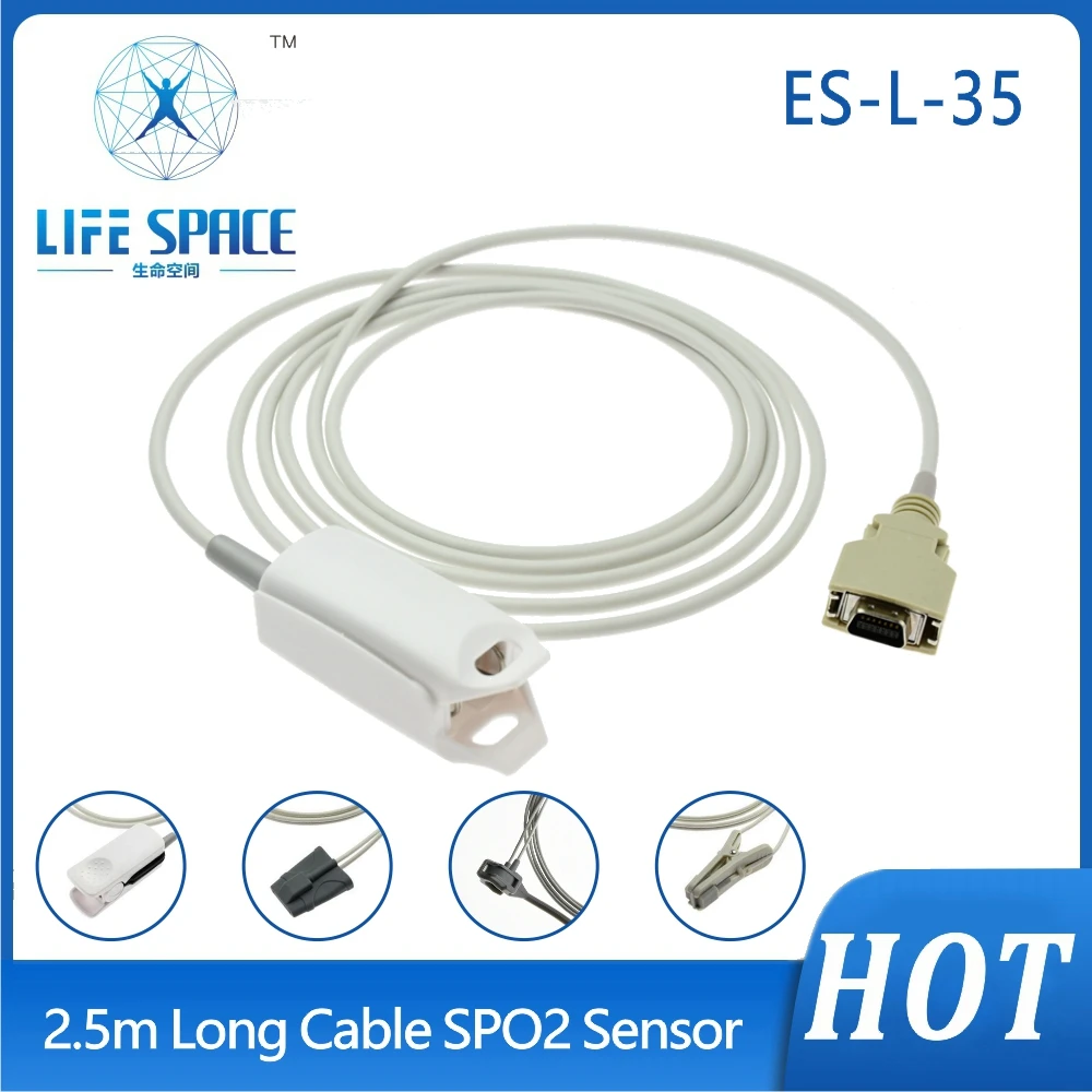 

Spo2 Sensor probe Oxygen saturation transduceradult Adult Child baby Finger ear clip Compatible Dolphin