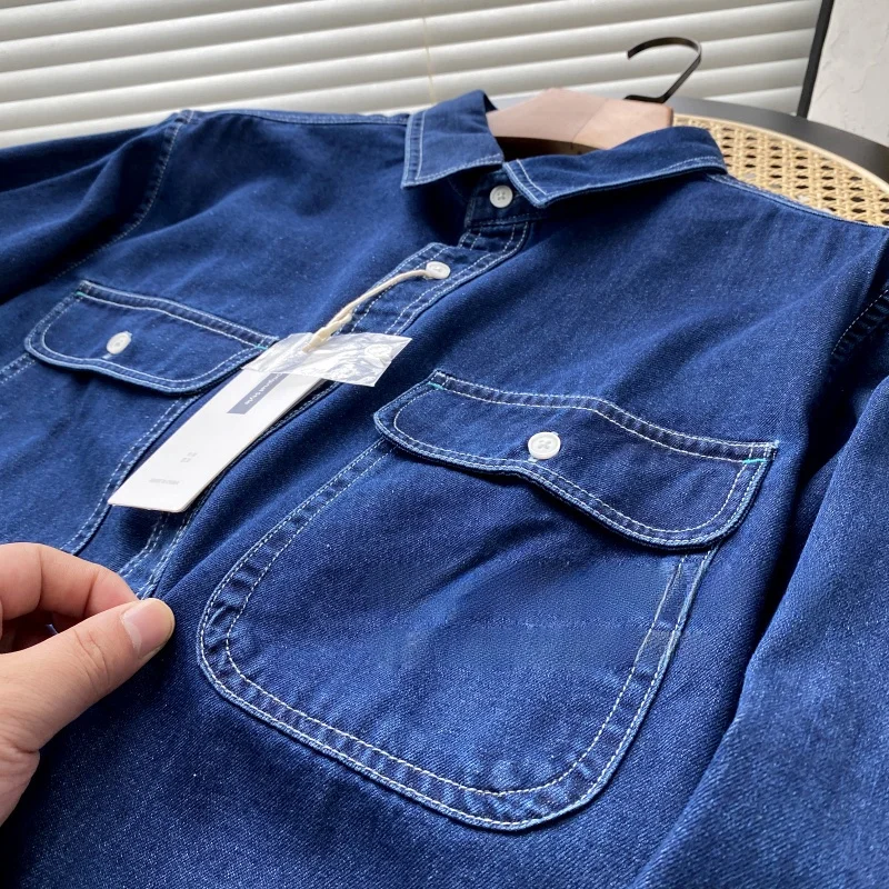   Linea! Waed multiplo dei pesi massimi! Abbigliamento da lavoro primavera autunno da uomo sciolto lungo Sve Denim irt Trendy
