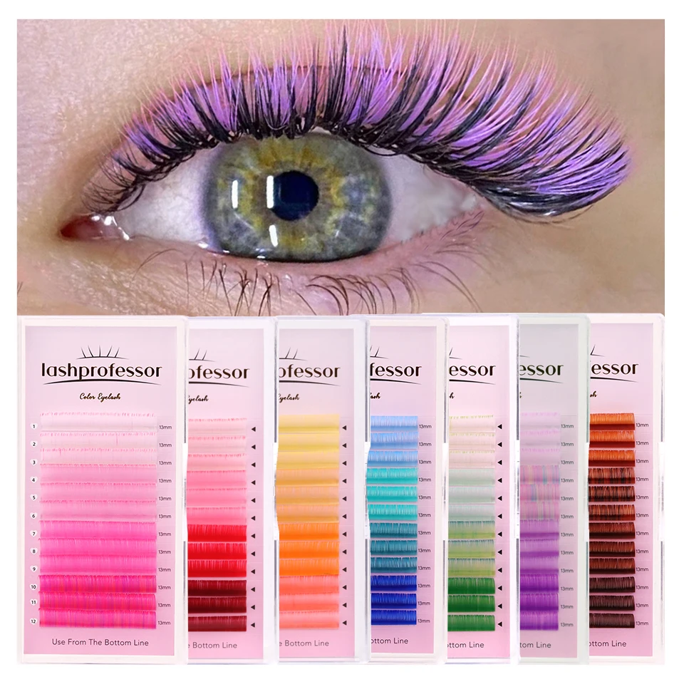 lashprofessor Color Eyelash Extension Individual False Color Mink Lashes Macaron 4 Colors Rainbow Ombre Lashes Maquiagem Cilios