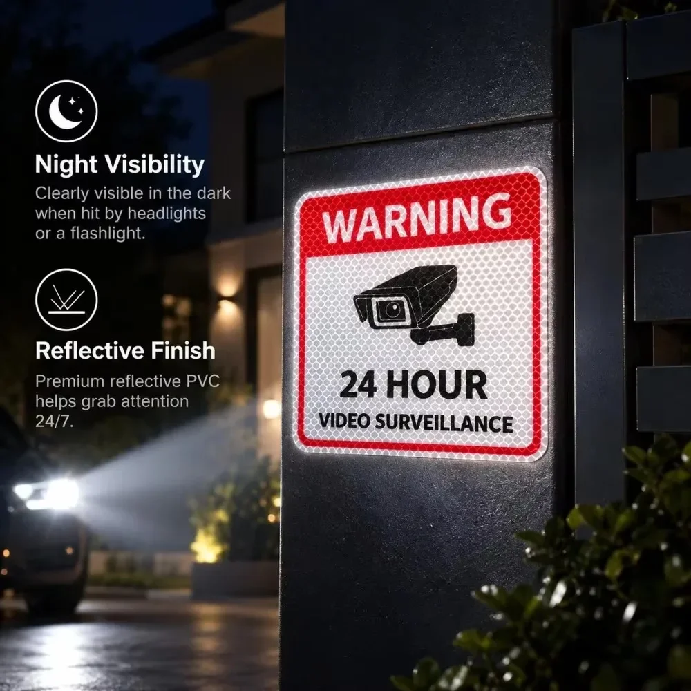 Security Warning Stickers for Door Window Alarm Decals Surveillance Sign Waterproof Anti Burglar Home Shop Store Security Decals