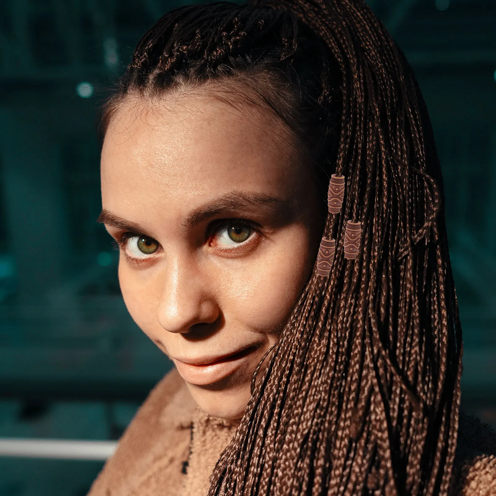 

50pcs Simulate Brown Round Perforated Loose Beads For Diy Craft Home Decoration Wood Spacer Beads Unfinished Wood Bead Barrel