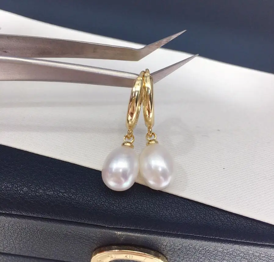 Elegant Pair of 10-13mm South Sea Drop White Pearl Dangle Earring 925s