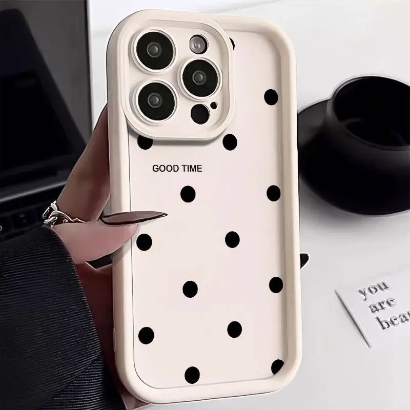 Fashion Big Small Wave Point Mobile Phone Case For iPhone 16 15 14 13 12 11 Pro Max X XR XS Max 7 8 Plus SE20 Soft Bumper Cover