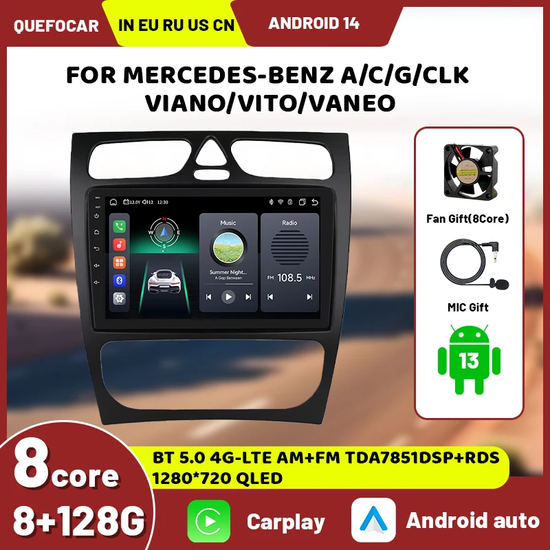 For Mercedes Benz A-class W168, C-Class W203/G-Class W463, Vaneo, Vito, Viano/CLK C209 automotive multimedia players