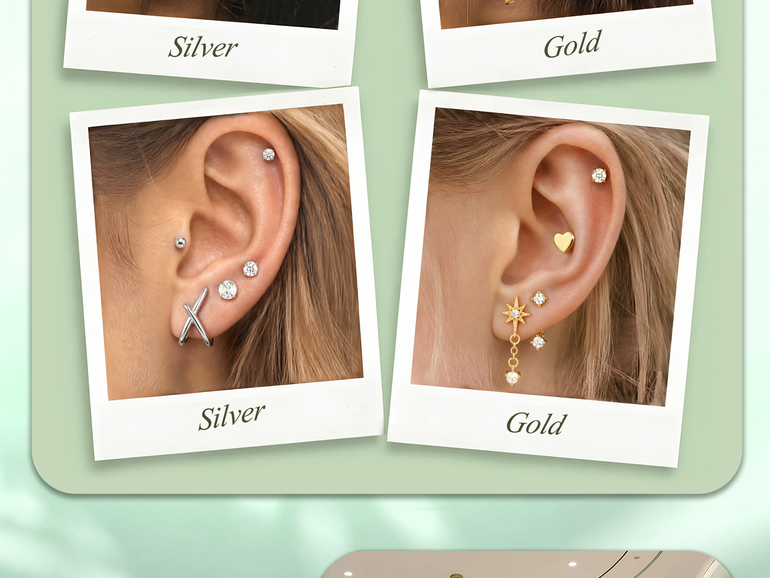 Drperfect 1 Paar hypoallergene flache Ohrringe für Damen, aus chirurgischem Stahl, für Knorpel, Tragus, Conch, Helix, Piercing-Schmuck – Detail 5